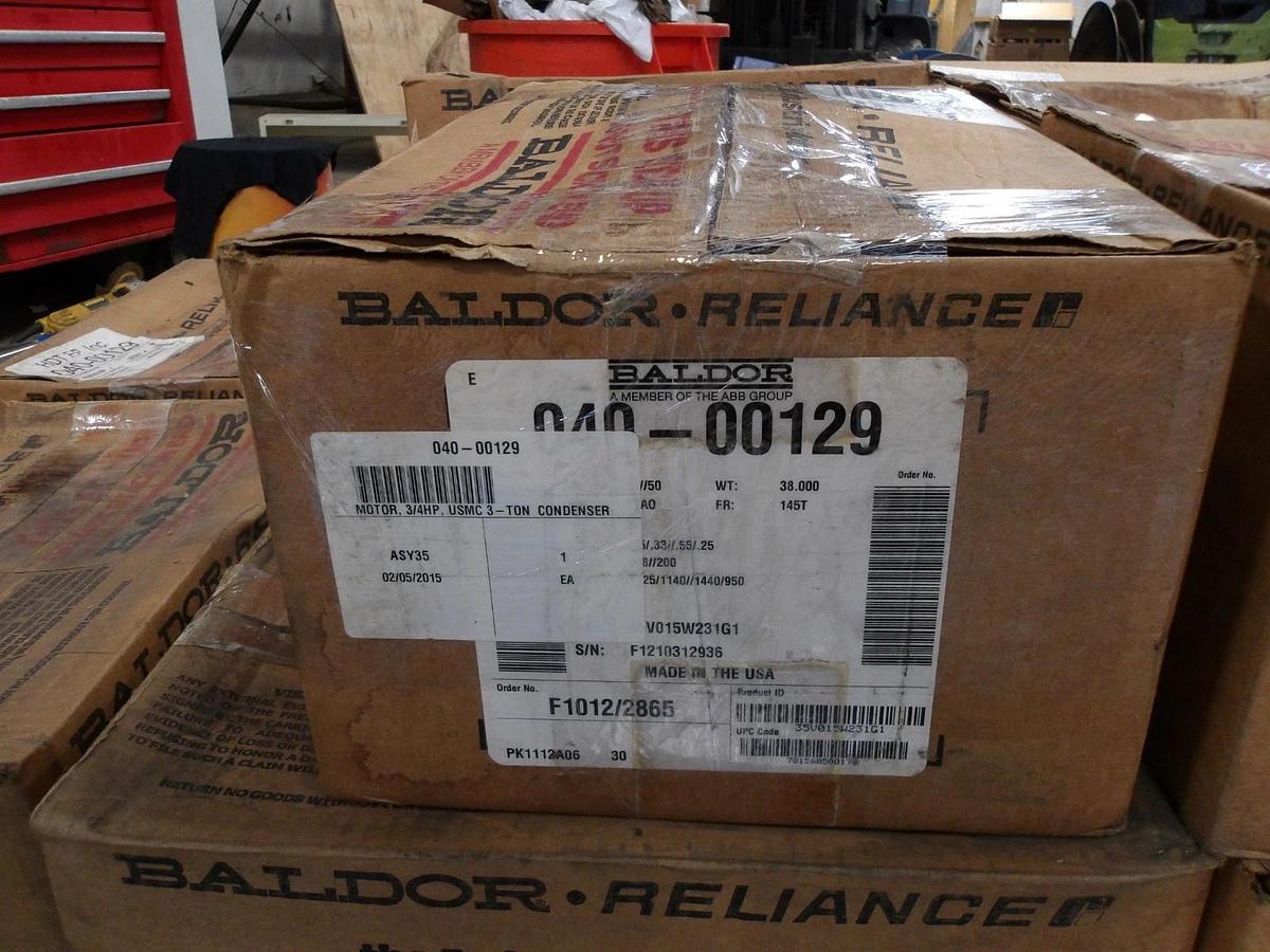 BALDOR RELIANCE .75/.33/.55/.25 MOTOR, 208/200 V, 145T FR, #69121G NIB