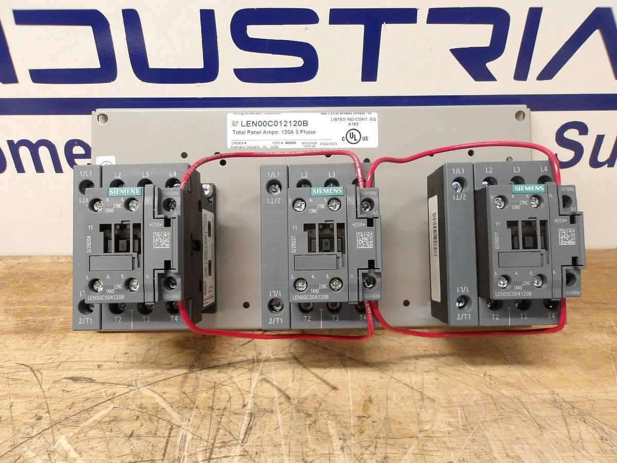 Used SIEMENS 120 A LIGHTING CONTACTOR LEN00C012120B, #617220G NEW