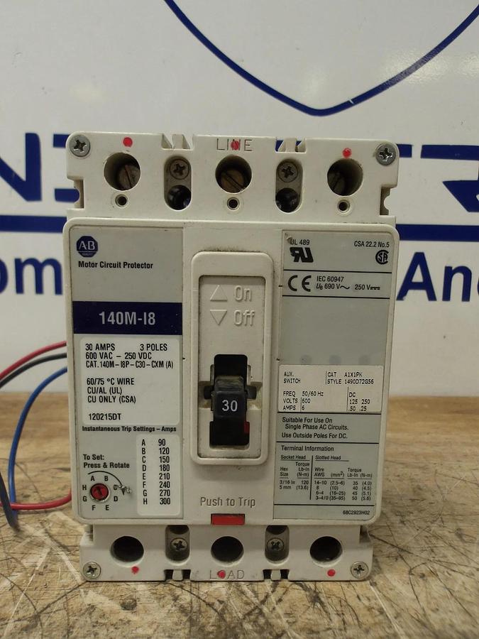 Used ALLEN BRADLEY 30 AMP BREAKER 600VAC/250VDC, #630836G USED