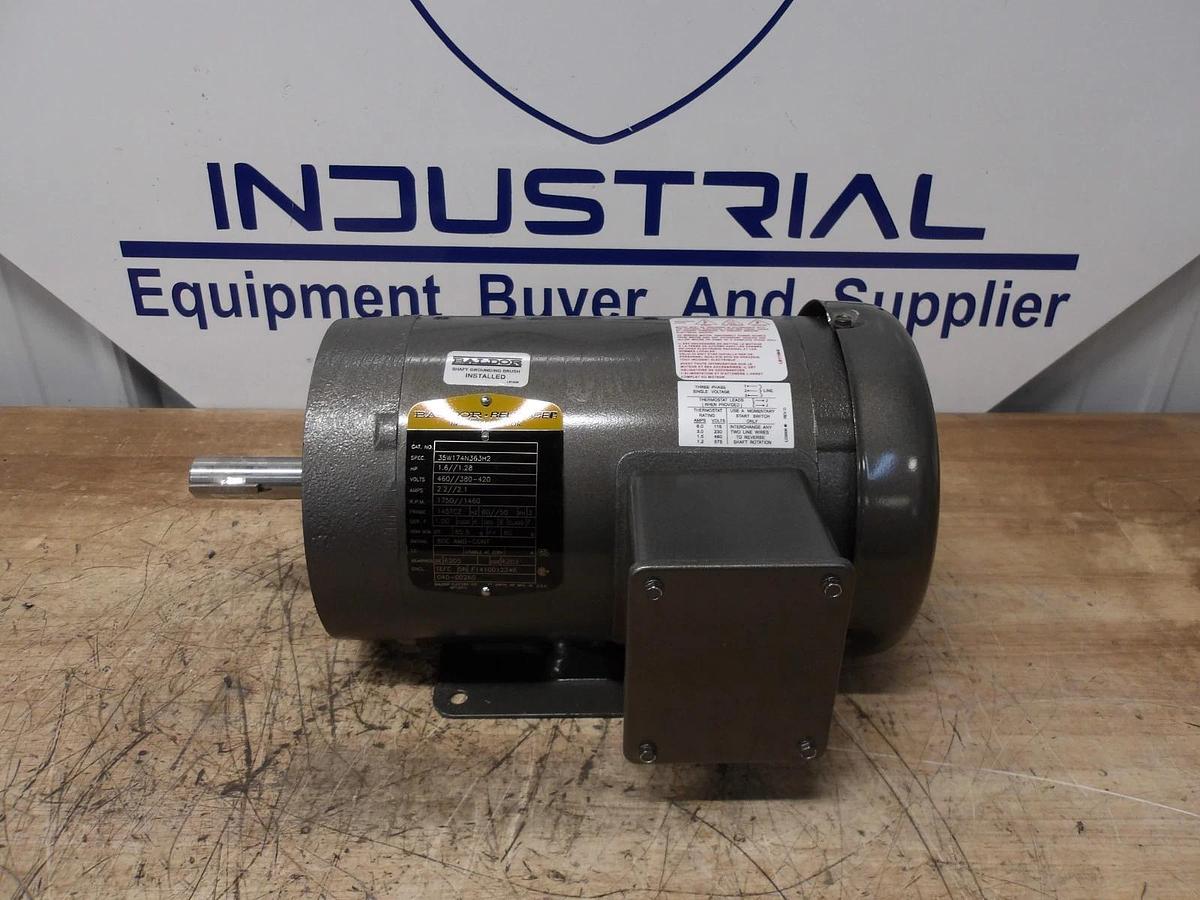 BALDOR RELIANCE 1.6/1.28 HP MOTOR, 1750/1460 RPM, 460/380-420 V, #65915G NIB