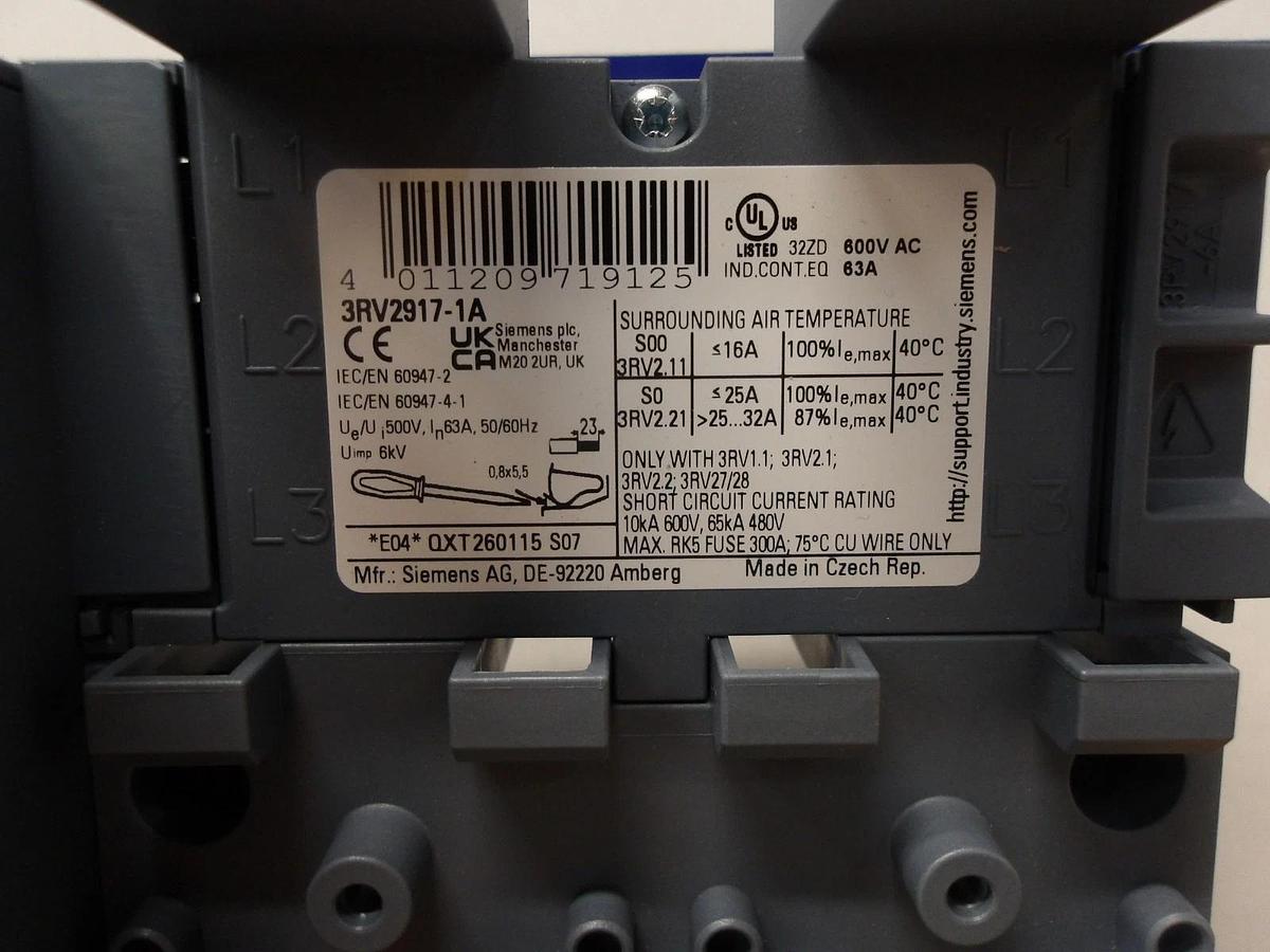 SIEMENS 3RV2917-A1 STARTER BUSBAR MODULE, #713809G NIB