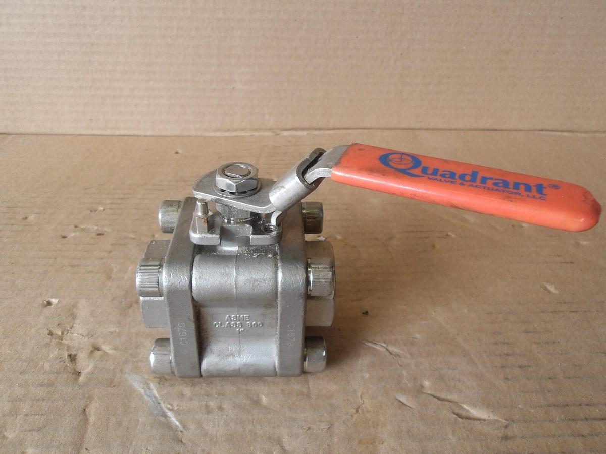 Used QUADRANT 1" SOCKET WELD S/S BALL VALVE, #7221220G NEW