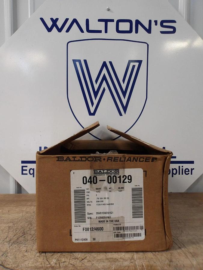 BALDOR RELIANCE .75/.33/.55 HP MOTOR, 208/200 V, 145T FR, #65953G NIB
