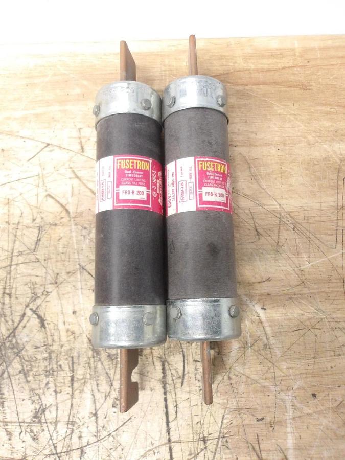 Used FUSETRON FRS-R200 TIME DELAY FUSE 200 AMP, 600 V (LOT OF 2) #391045G NEW