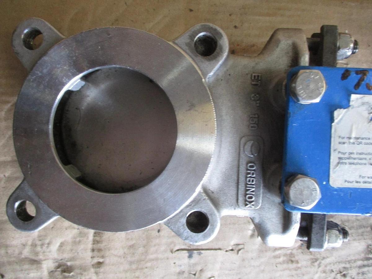 Used ORBINOX 3" STAINLESS KNIFE GATE VALVE 20-3636RI, #731105J USED
