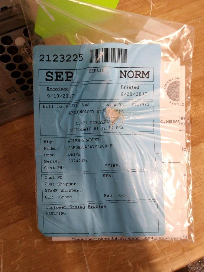 Used ALLEN BRADLEY POWERFLEX 700, 3-5 HP, #417115G PARTS ONLY