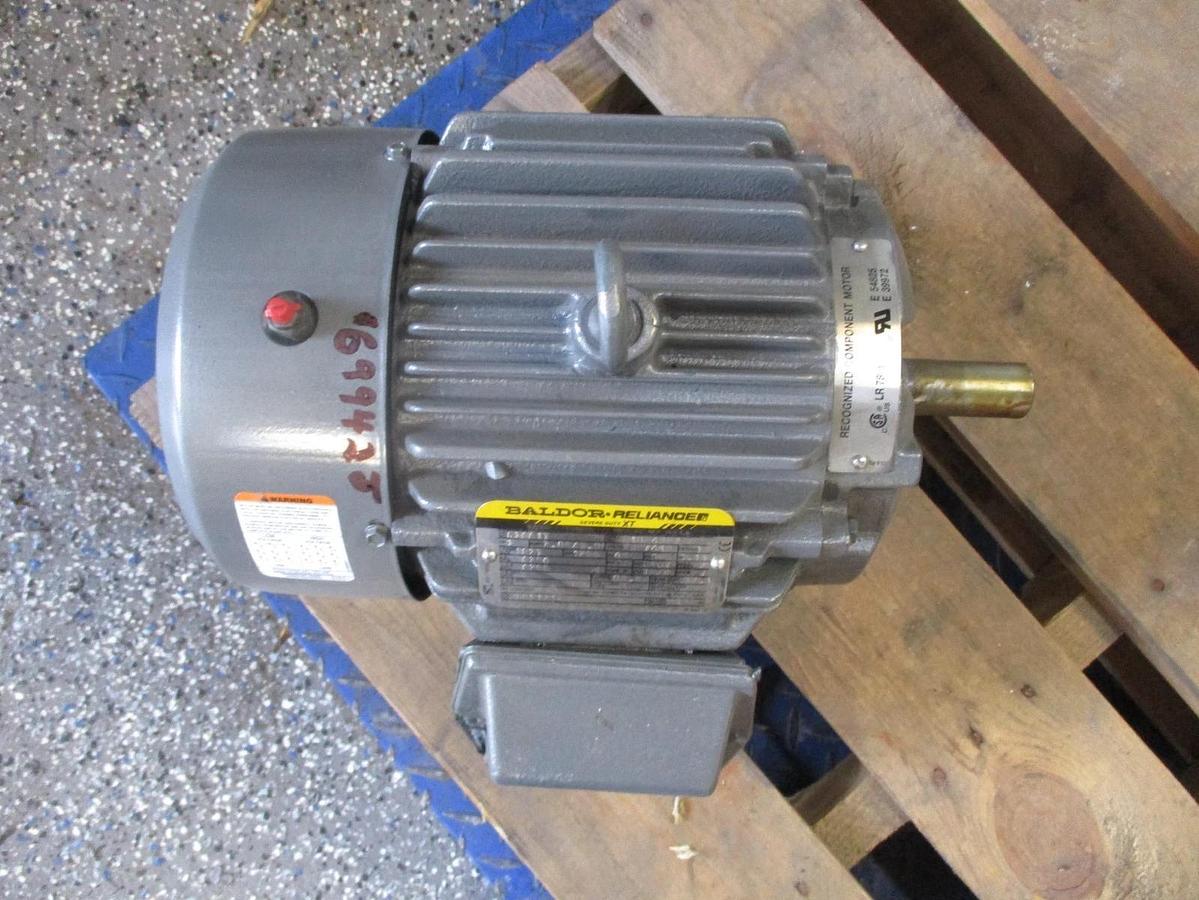Used BALDOR RELIANCE 3 HP MOTOR, FR 182T, 230/460 V, 1755 RPM, #69942J NEW