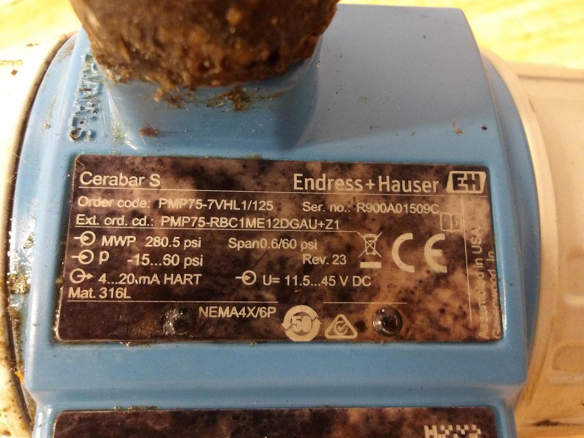 Used ENDRESS HAUSER PMP75-7VHL1/125 PRESSURE TRANSMITTER