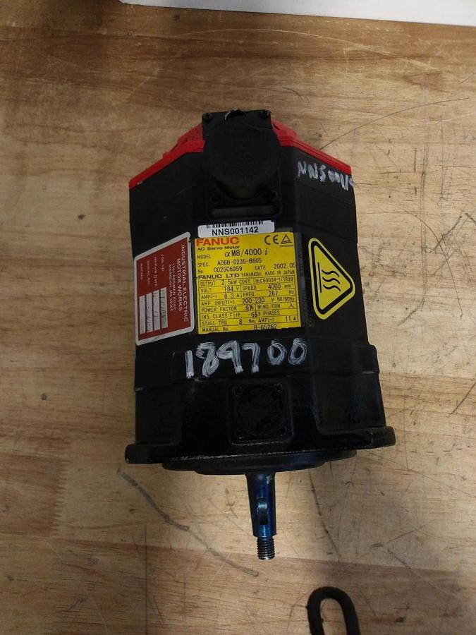 Used FANUC A06B-0235-B605 AC SERVO MOTOR, 4000 RPM, #616325G REMANUFACTURED