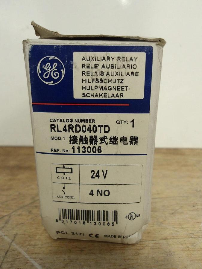 GE RL4RD040TD AUXILIARY RELAY, #521205G NIB