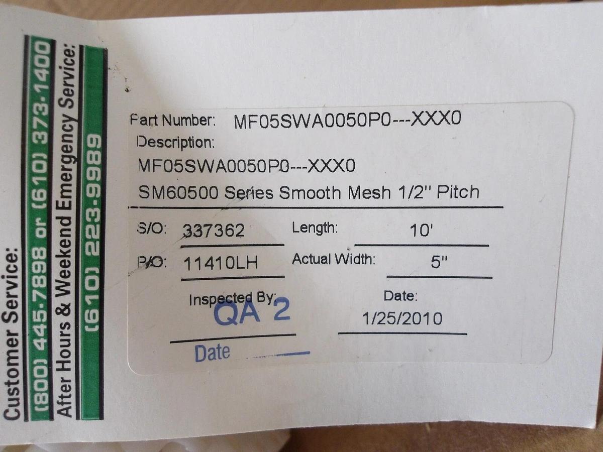 Used HABASIT VF05SWA0050P0 CONVEYOR BELT SM60500 SERIES, #99815G NEW