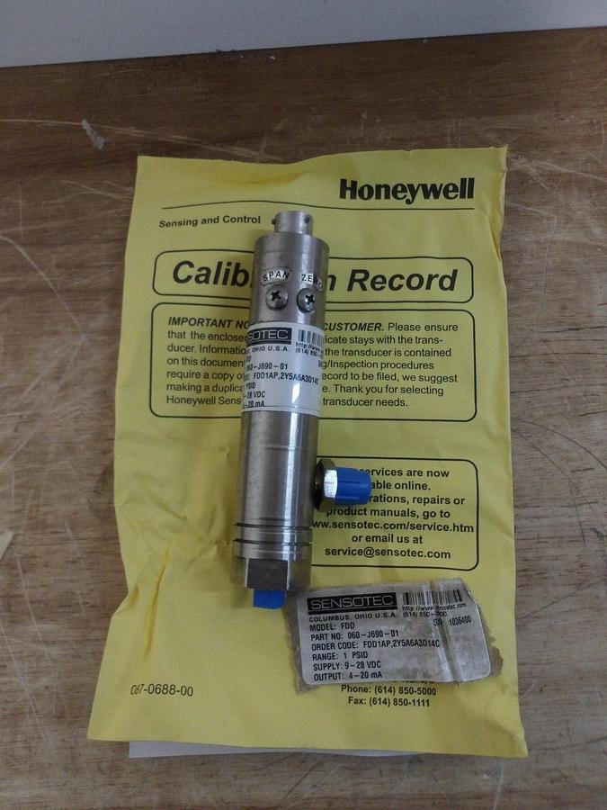 Used HONEYWELL FDD1AP 2Y5A6A3D14C SENSOTEC SENSOR, #320948G NEW