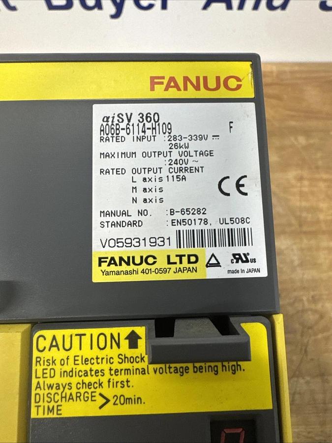 Used Fanuc aiSV 360 A06B-6114-H109 Servo Drive, Used Take Out. Nice! #12161032P