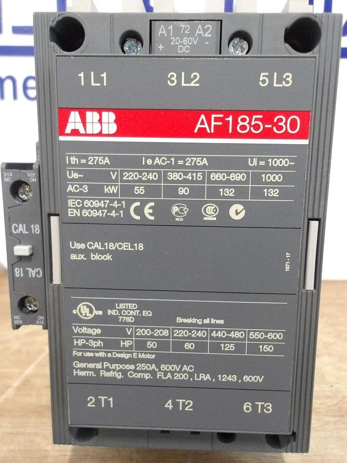 ABB AF185-30 CONTACTOR 1SFL4970O1R7211, #225319G NIB