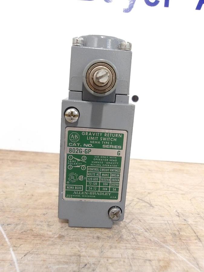 Used ALLEN BRADLEY 802G-GP GRAVITY RETURN LIMIT SWITCH, #514325G NEW