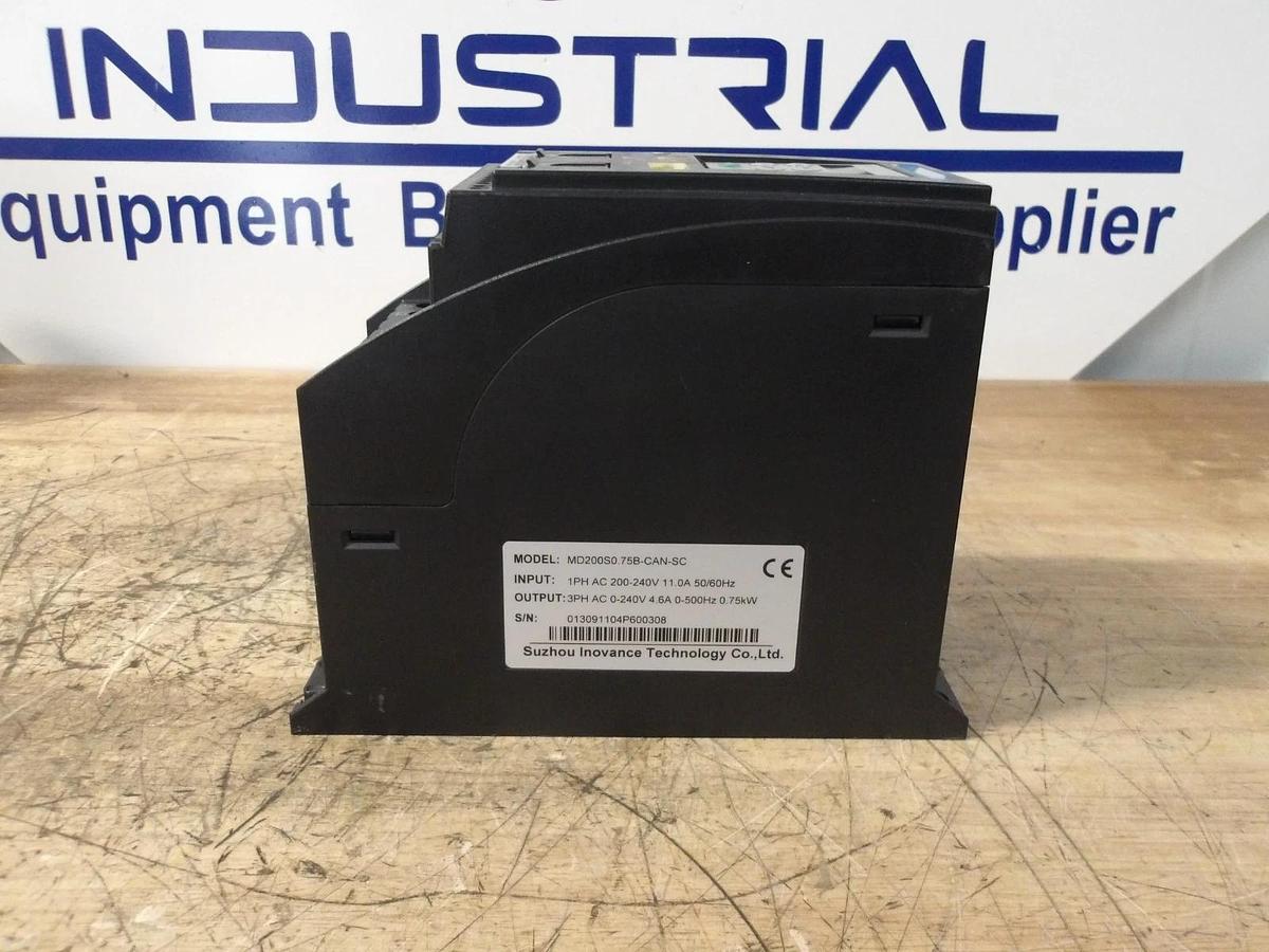 Used INOVANCE 1 HP AC(VFD) DRIVE MD200S0:75B-CAN-SC, #33119G USED