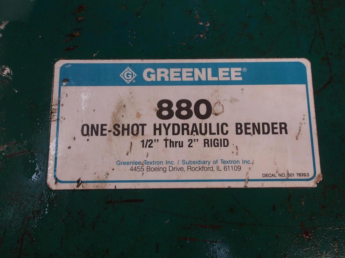Used GREENLEE 880 LIGHT WEIGHT HYDRAULIC BENDER, #3101236G USED