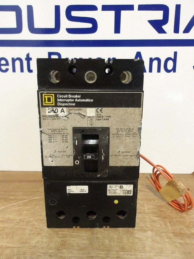 Used SQUARE D 250 AMP BREAKER KHL36250G, #225950G USED