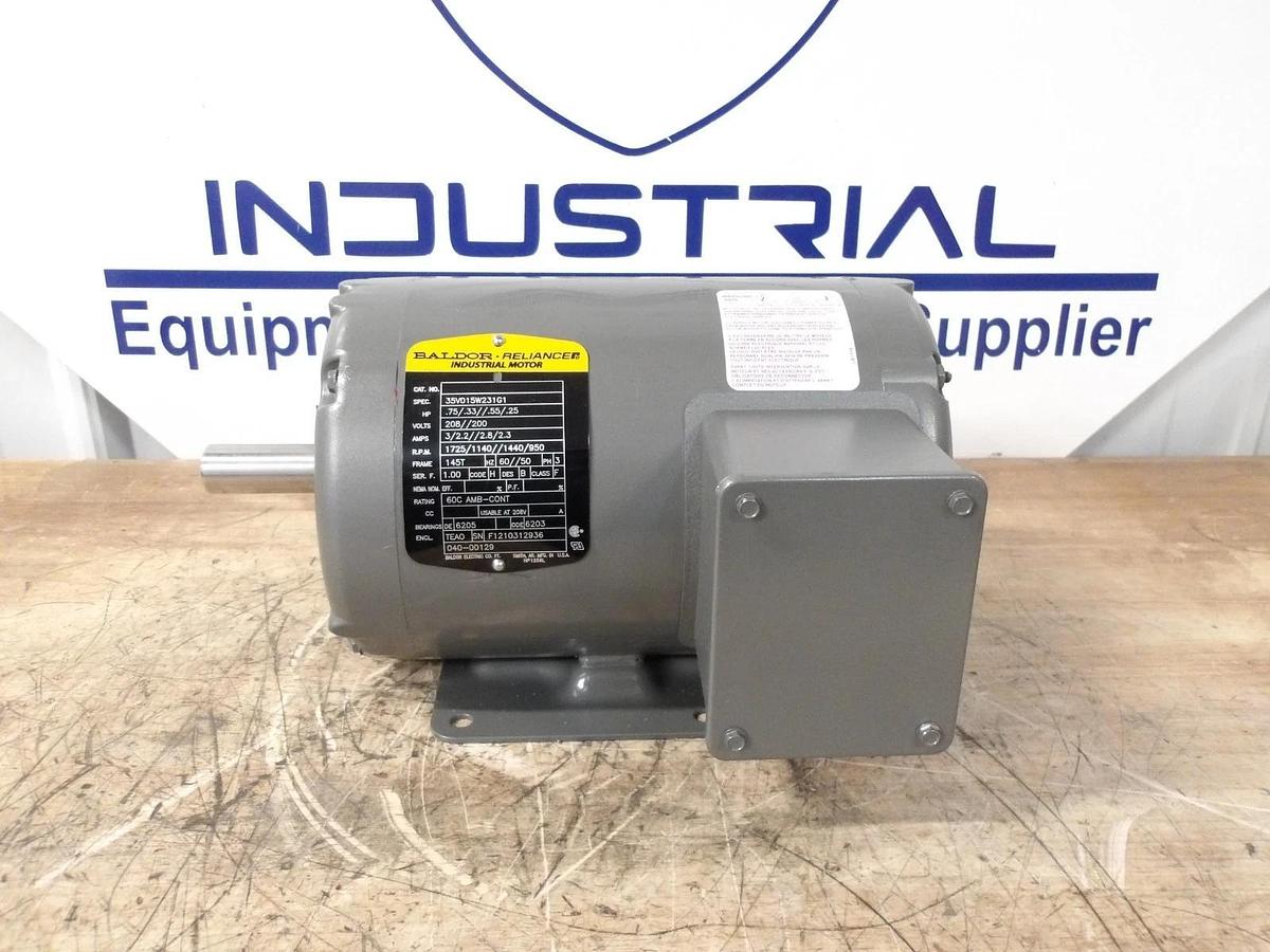 BALDOR RELIANCE .75/.33/.55/.25 MOTOR, 208/200 V, 145T FR, #69121G NIB