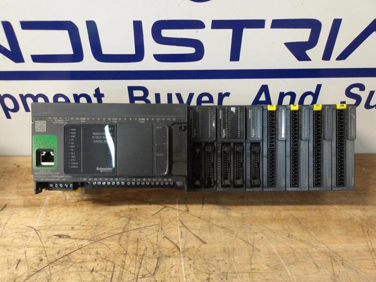Used SCHNEIDER MODICON TM241CEC24T LOGIC CONTROLLER & 7 CARDS, #331231G USED