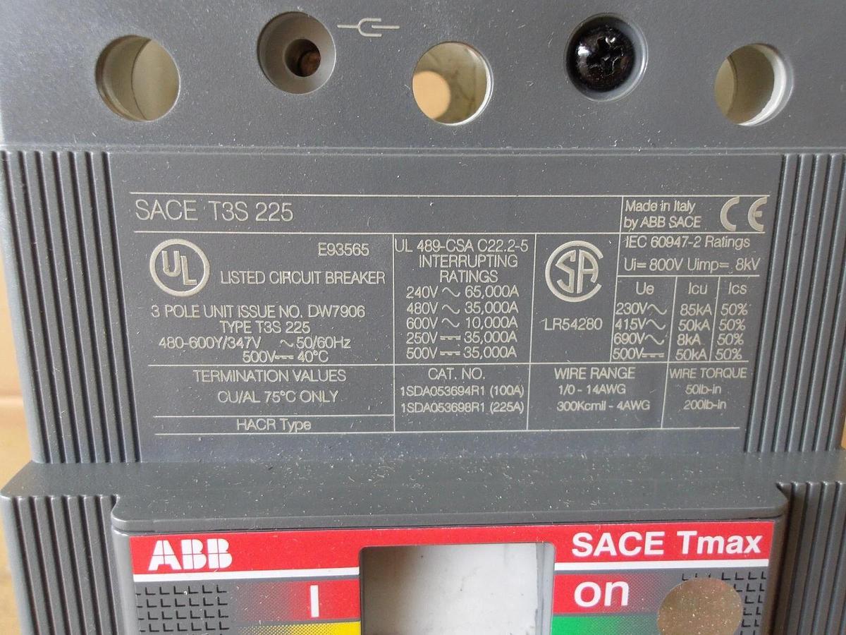 Used ABB SACE TMAX CIRCUIT BREAKER, #619320G NEW