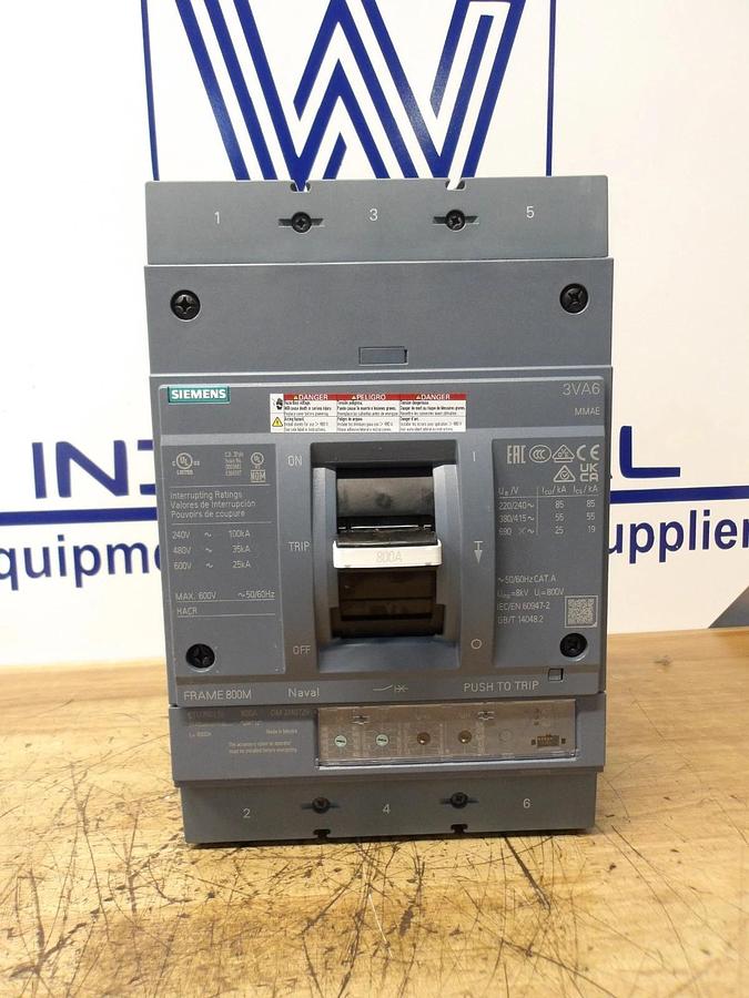 Used SIEMENS 800 AMP BREAKER SENTRON 3VA6580-5HN32-0AA0, #1125250G NEW