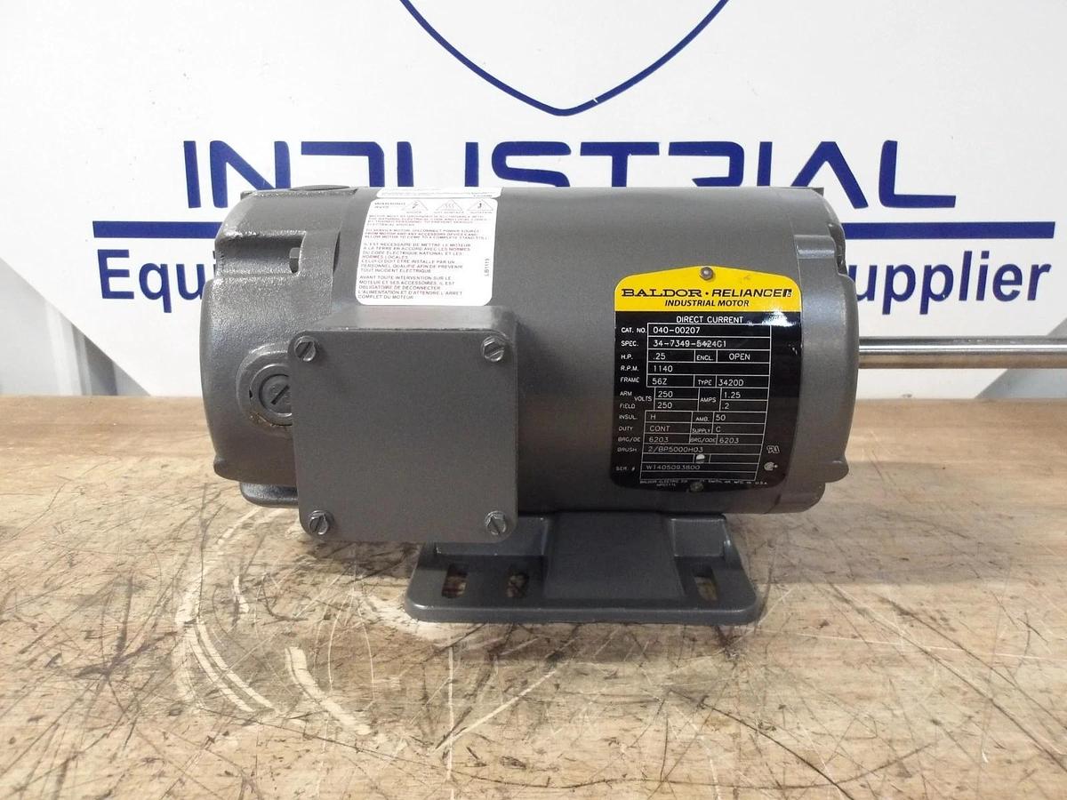 BALDOR RELIANCE .25 HP MOTOR, 250 V, FR 56Z, 1140 RPM, #69836G NIB