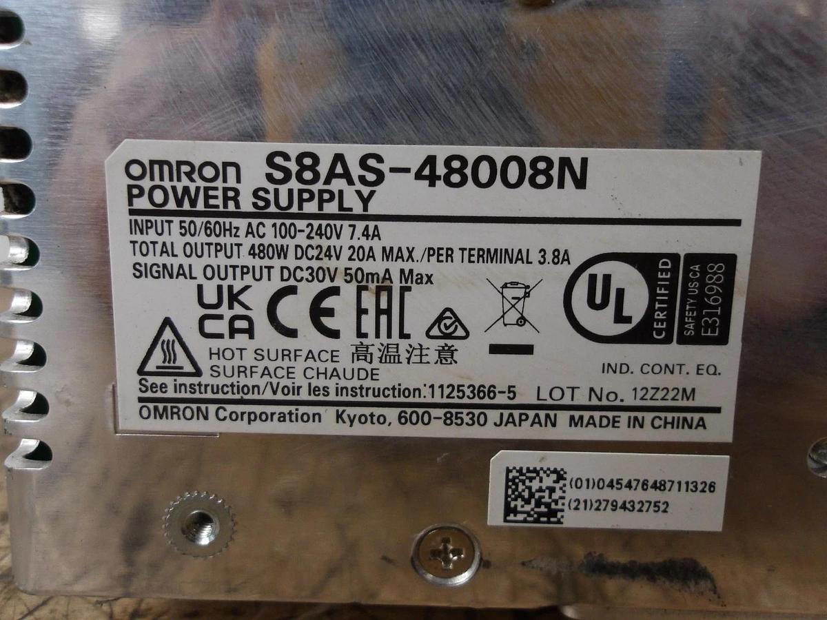 Used OMRON S8AS-48008N POWER SUPPLY, #12171048G USED