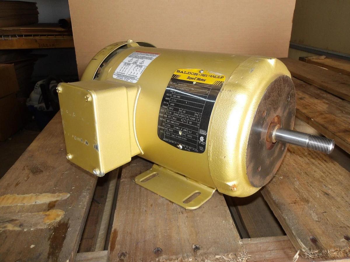 Used BALDOR RELIANCE 2 HP SUPER-E MOTOR, FR 56YZ, 3490 RPM, 230/460 V, #11211015G NEW