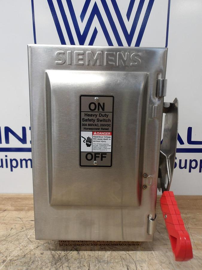 Used SIEMENS 30 AMP S/S SAFETY SWITCH 600VAC/250VDC, #720108G NEW