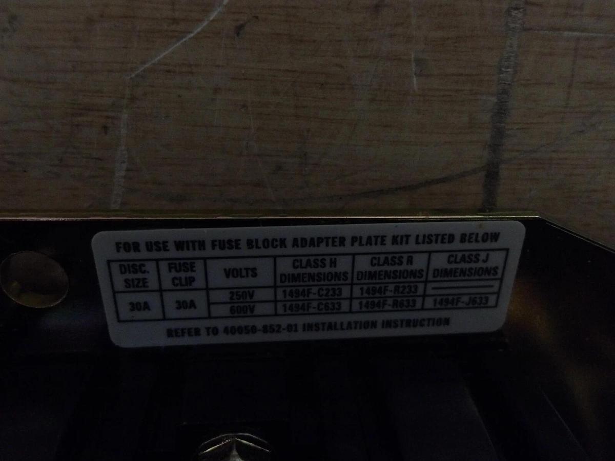 Used ALLEN BRADLEY 30 AMP DISCONNECT SWITCH 1794F-NF30, #321857G NEW