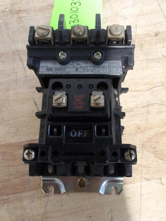 Used ALLEN BRADLEY SIZE 0 CONTACTOR 500-A0D93, #4301032G NEW