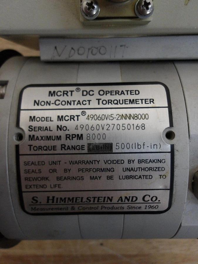 Used HIMMELSTEIN MCRT 49060V(5-2)NNN8000 NON-CONTACT TORQUEMETER, #3251020G USED