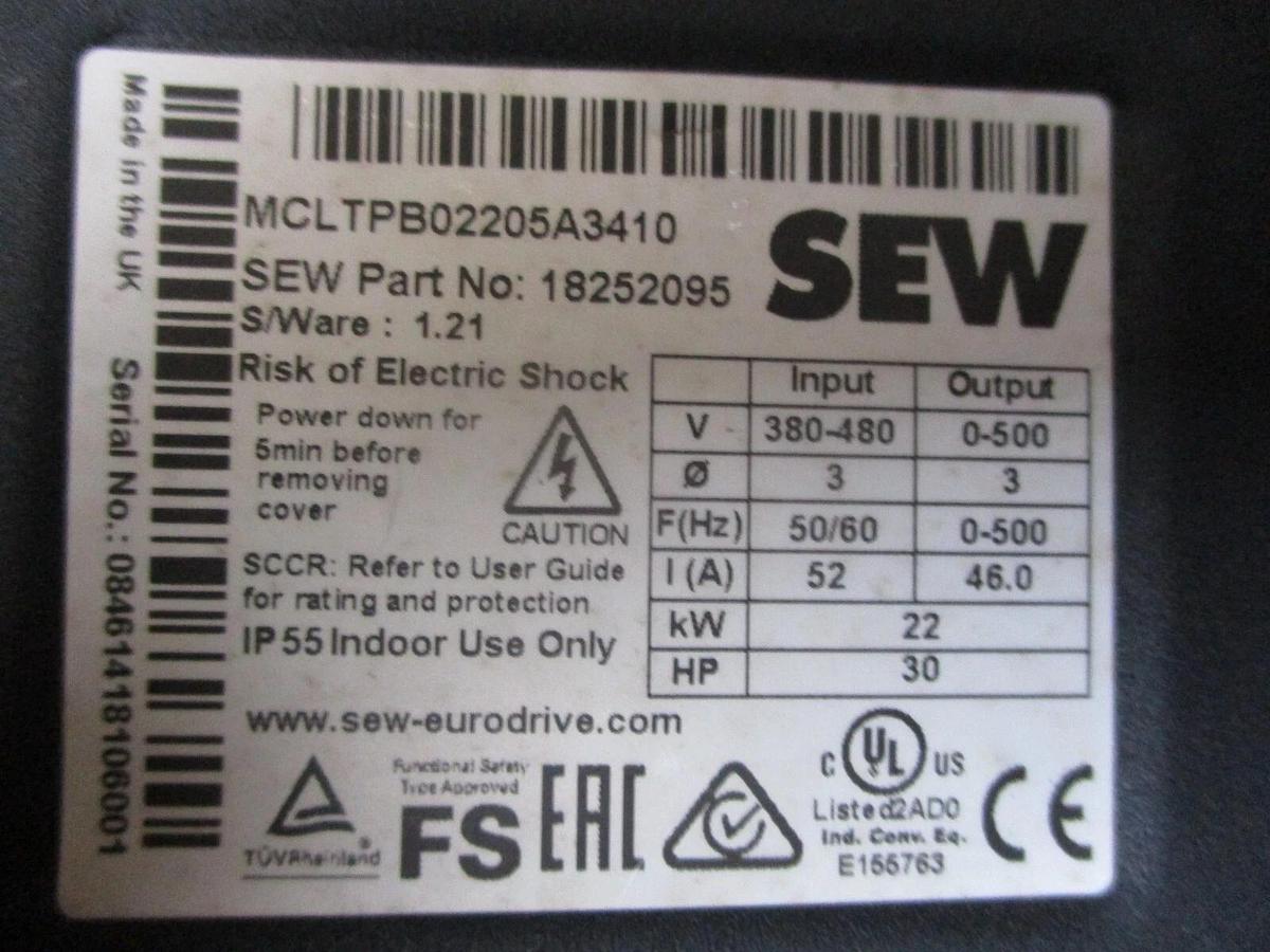 Used SEW 18252095 30 HP DRIVE (MOVITRAC LTPB), #410900J PARTS