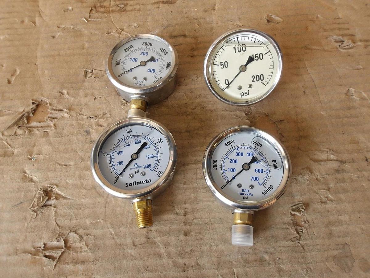 Used SOLIMETA PRESSURE GAUGE (LOT OF 4) #85104G NEW