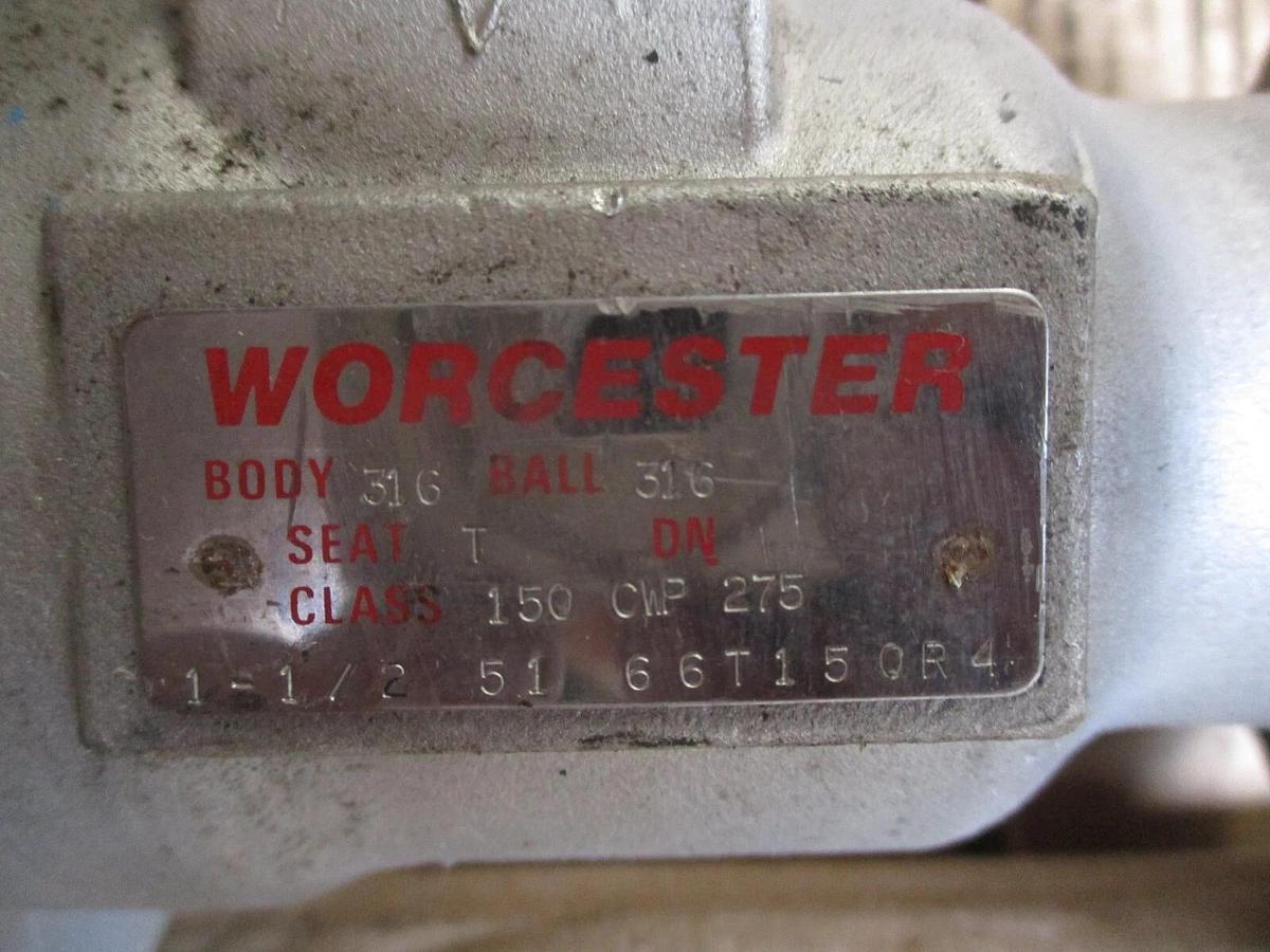 Used WORCESTER 1-1/2" STAINLESS BALL VALVE, #751017J NEW