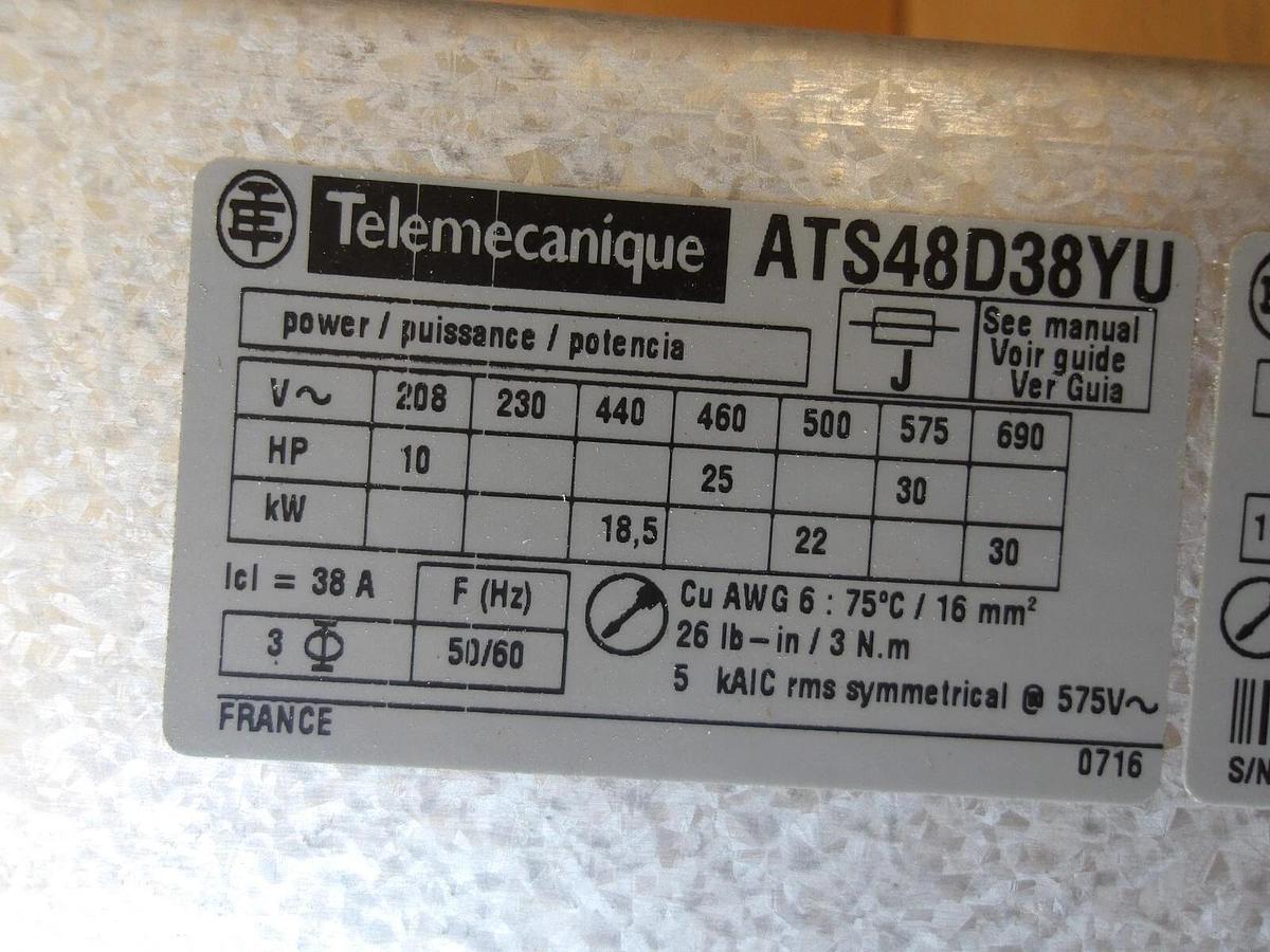 Used TELEMECANIQUE ATS48D38YU ALTISTART SOFT START, #11121220G USED