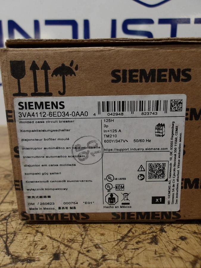 SIEMENS 125 AMP BREAKER 3VA4112-6ED34, #1126845G NIB