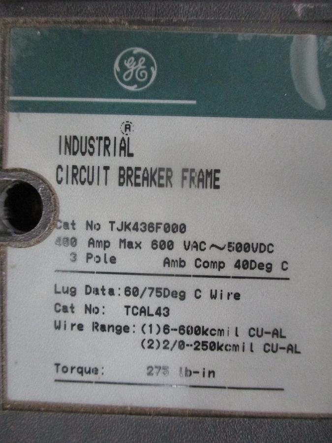 Used GE 175 AMP CIRCUIT BREAKER, 600 VAC / 500 VDC, #351042J USED