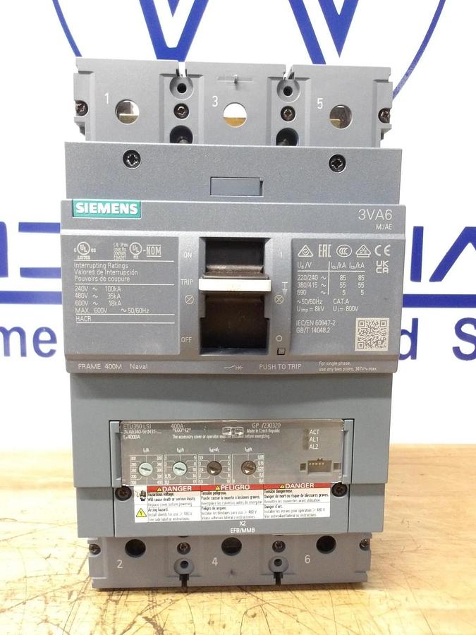 Used SIEMENS 400 AMP BREAKER 3VA6340-5HN31-0AA0, #11251206G NIB