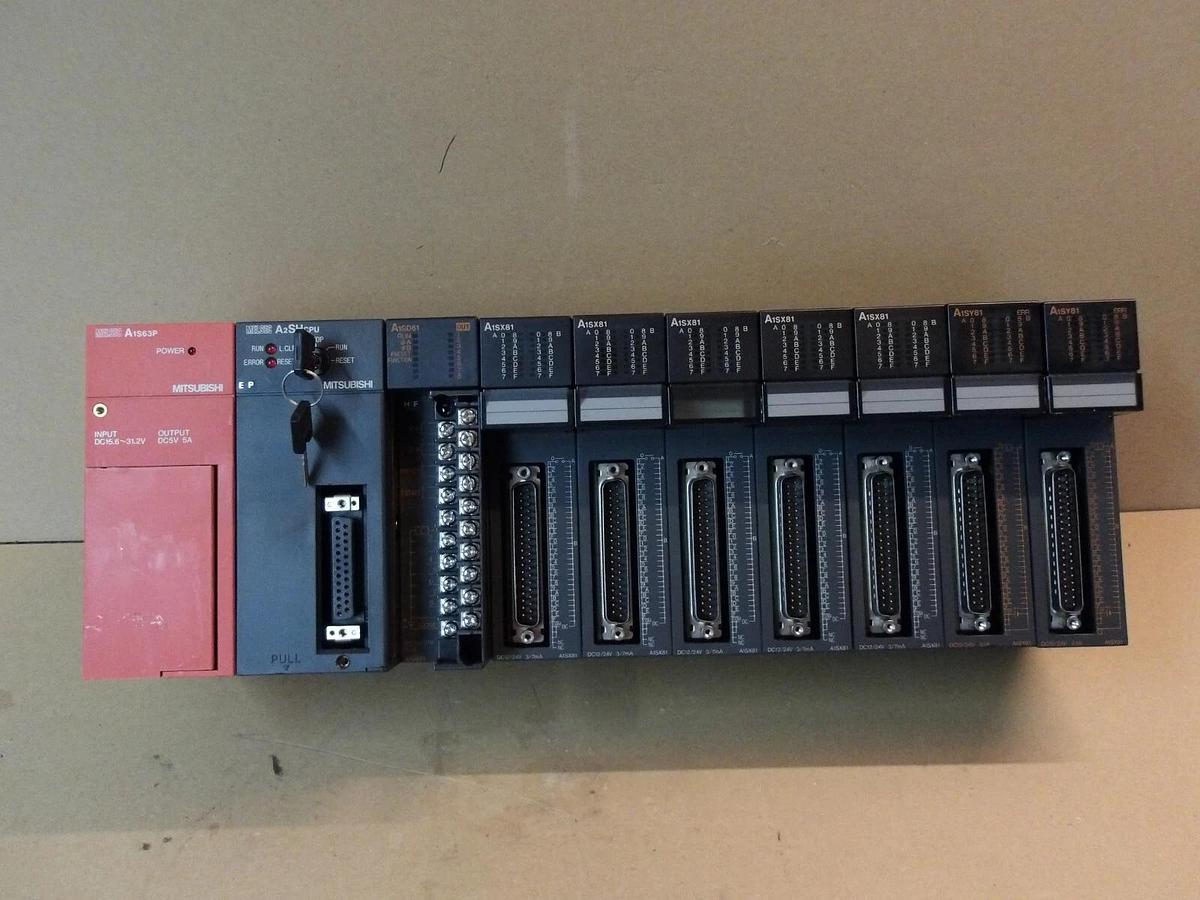 Used MITSUBISHI CPU A2SHCPU POWER SUPPLY, 7 CARDS, #44330G USED