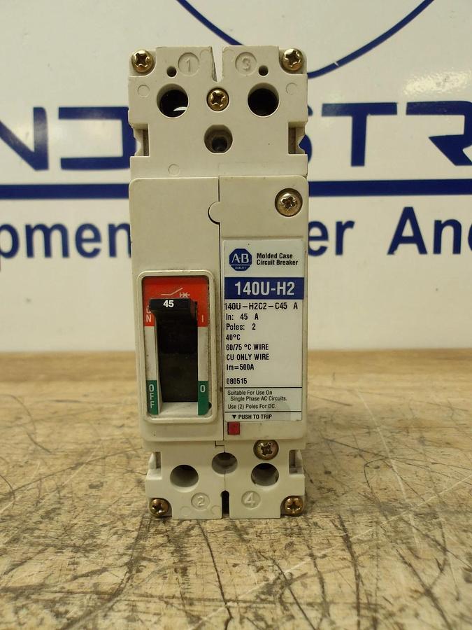 Used ALLEN BRADLEY 45 AMP CIRCUIT BREAKER, 240-480-600 V, #512141G USED