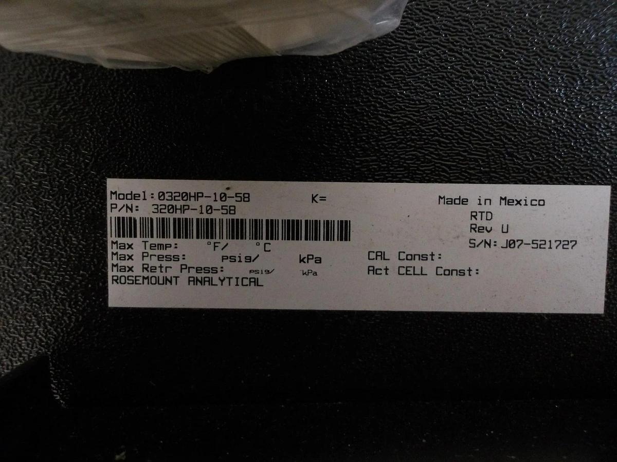 ROSEMOUNT 0320HP HIGH PURITY PH SENSOR, #921105G NIB