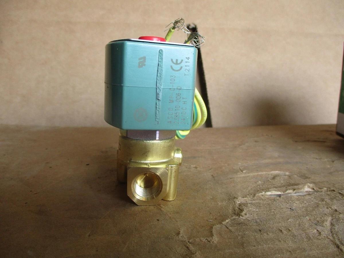 ASCO RED-HAT II 1/4" BRASS SOLENOID VALVE 8262H022, #49327J NIB