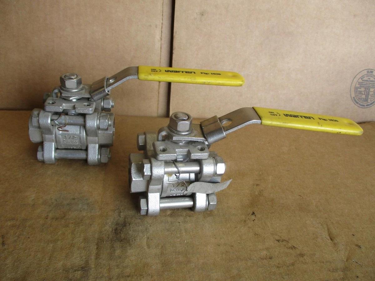 Used WARREN 1/2" STAINLESS BALL VALVE (SOCKET WELD) (LOT OF 2), #4161211J NEW