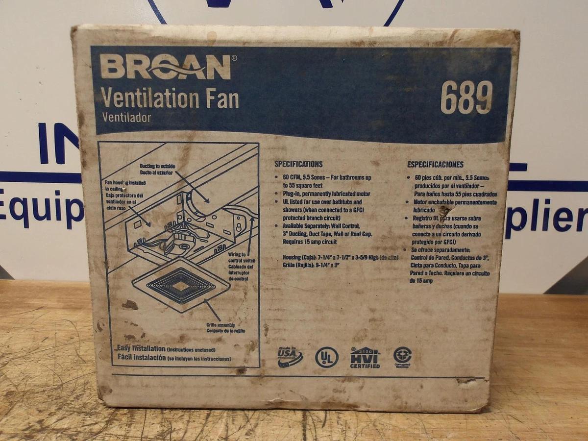 BROAN 689 VENTILATION FAN, #316318G NIB