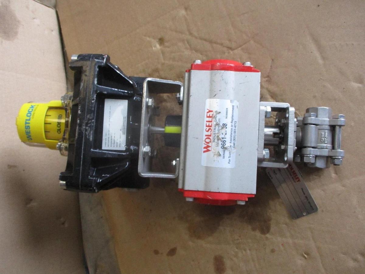 Used FLOW-TEK 1/2" STAINLESS CONTROL BALL VALVE W/ ACTUATOR, #68922J NEW