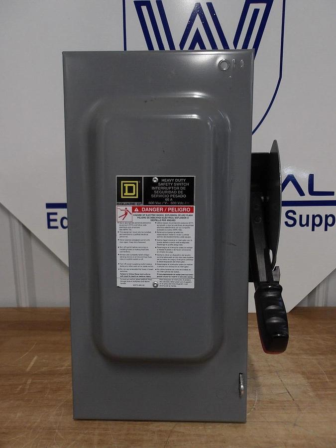 Used SQUARE D 60 AMP SAFETY SWITCH HU362, 600 V, #3181145G NEW