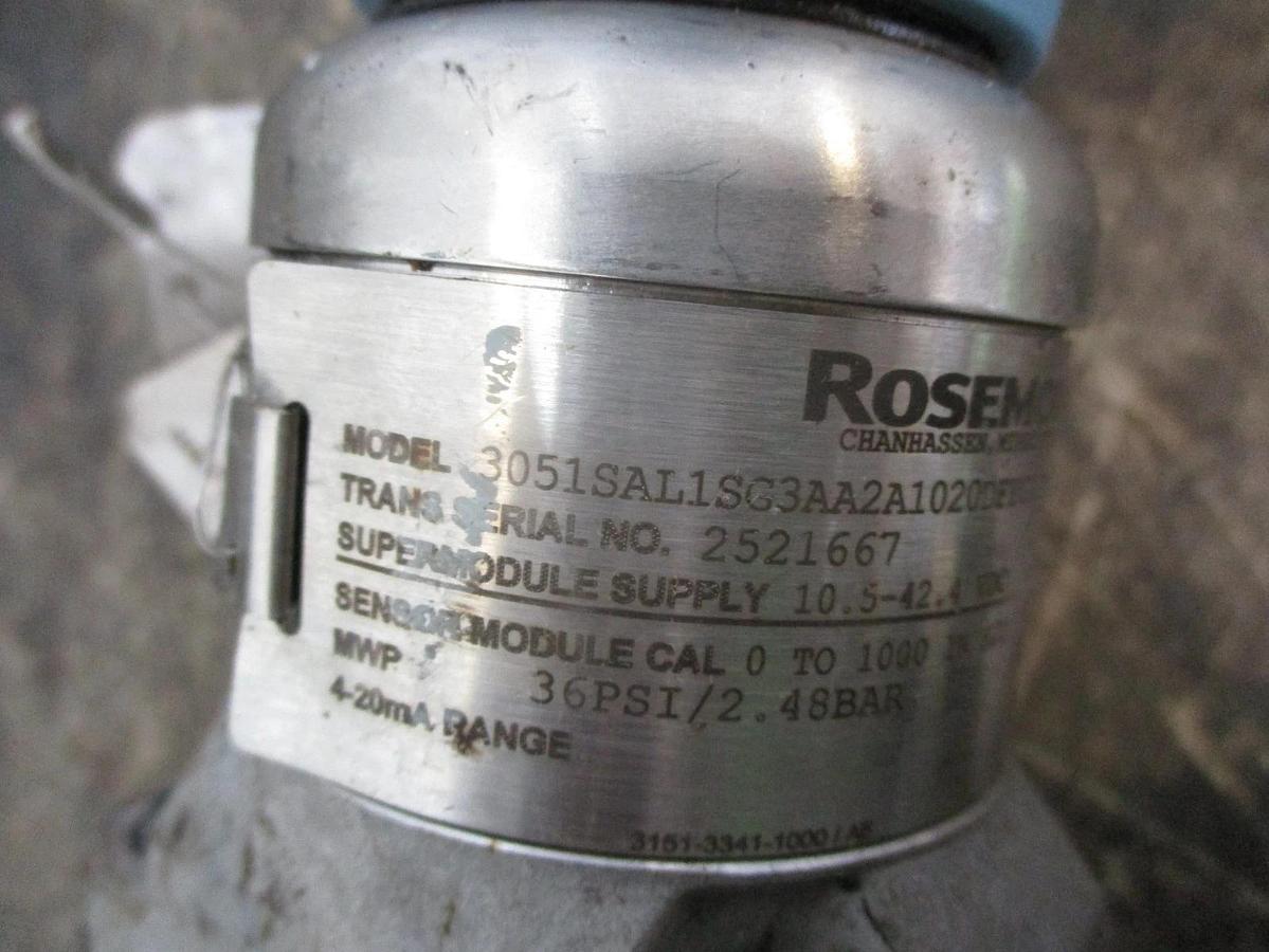 Used ROSEMOUNT 3051S PRESSURE TRANSMITTER W/ FLANGE, #36818J USED