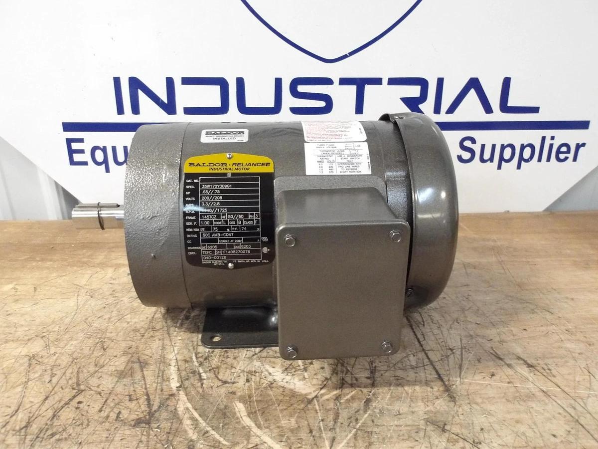 BALDOR RELIANCE .65/.75 HP MOTOR, 200-208 V, 1440-1725 RPM, 145TCZ FR, #69817G